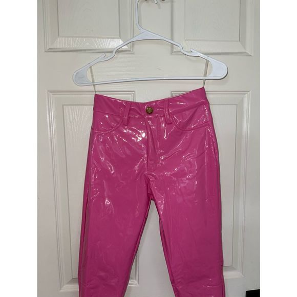 Love and Labels Pink Vinyl PVC Patent Leather Pants - Picture 3 of 5